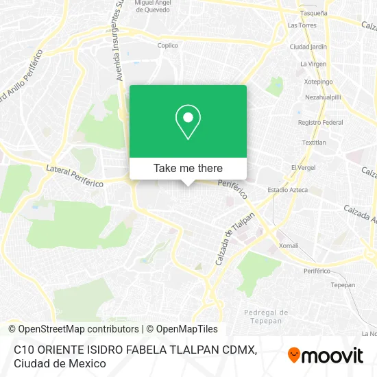 Mapa de C10 ORIENTE  ISIDRO FABELA  TLALPAN CDMX