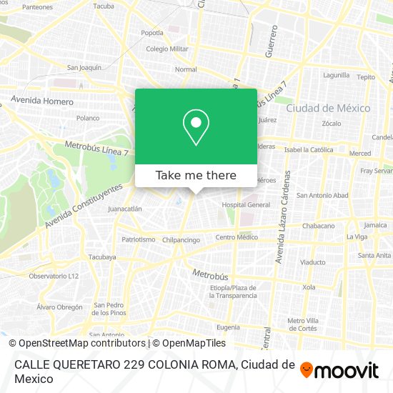 Mapa de CALLE QUERETARO 229 COLONIA ROMA