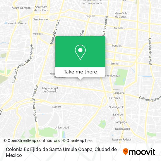 Mapa de Colonia Ex Ejido de Santa Ursula Coapa