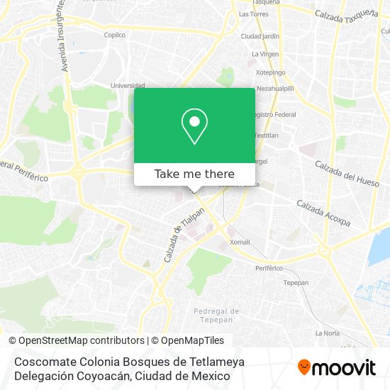 Coscomate  Colonia Bosques de Tetlameya  Delegación Coyoacán map