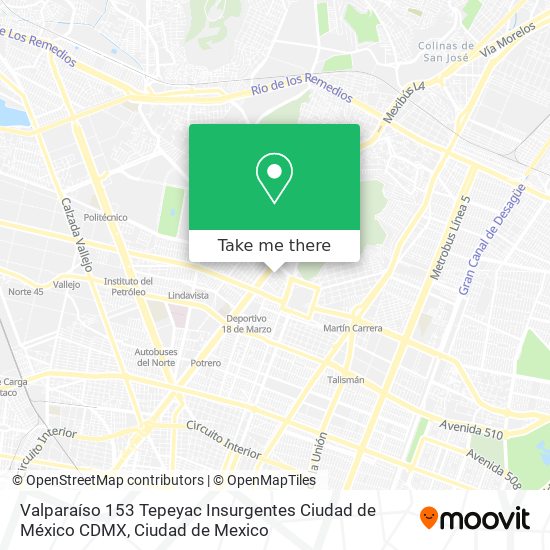 Valparaíso 153   Tepeyac Insurgentes  Ciudad de México  CDMX map