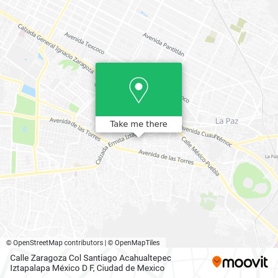 Calle Zaragoza  Col  Santiago Acahualtepec  Iztapalapa  México  D F map