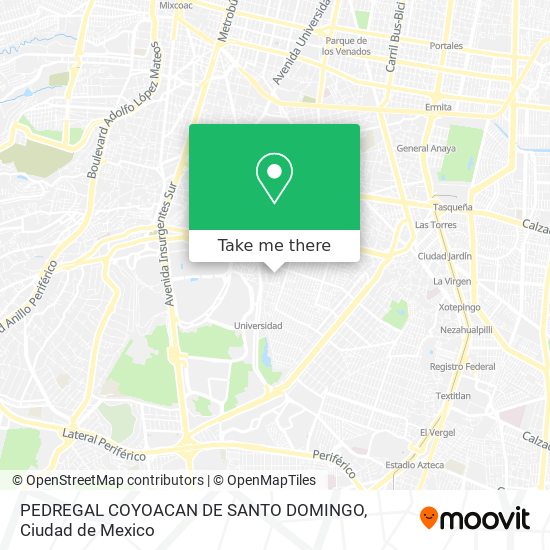 PEDREGAL COYOACAN DE SANTO DOMINGO map