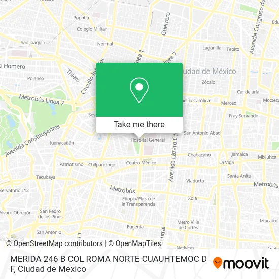 MERIDA 246 B  COL  ROMA NORTE  CUAUHTEMOC  D F map