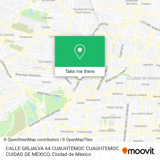CALLE GRIJALVA 64  CUAUHTEMOC  CUAUHTEMOC  CUIDAD DE MEXICO map