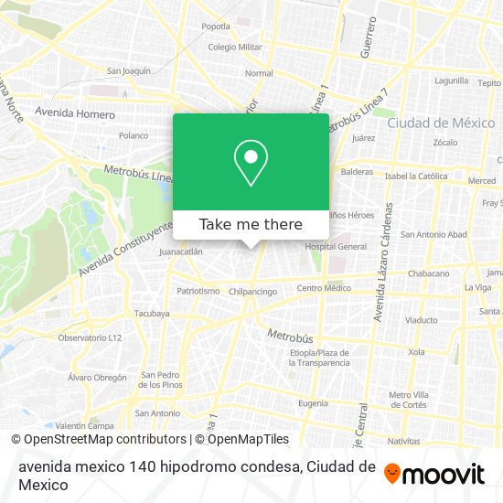 Mapa de avenida mexico 140 hipodromo condesa