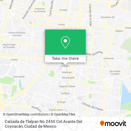 Mapa de Calzada de Tlalpan  No 2450  Col  Avante  Del  Coyoacán