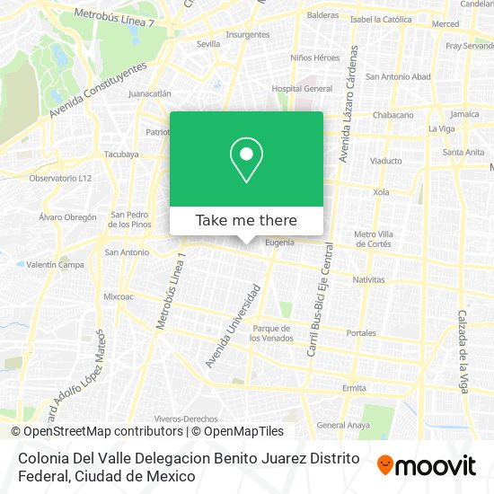 Mapa de Colonia Del Valle Delegacion Benito Juarez Distrito Federal