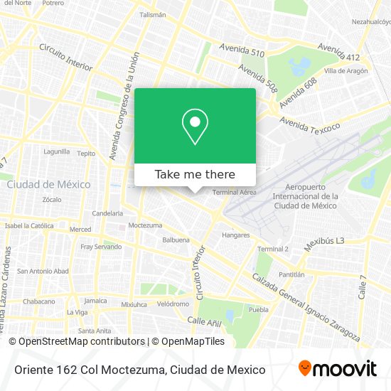 Oriente 162  Col  Moctezuma map