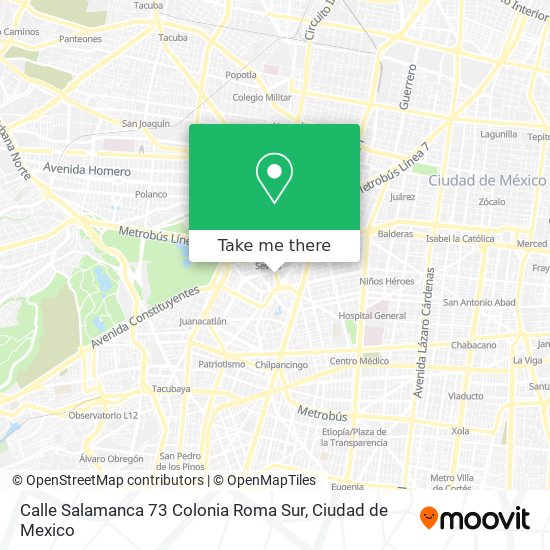 Mapa de Calle Salamanca    73 Colonia Roma Sur
