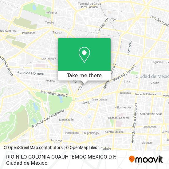 Mapa de RIO NILO COLONIA CUAUHTEMOC MEXICO D F