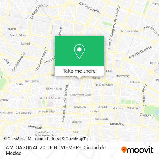 A V  DIAGONAL 20 DE NOVIEMBRE map