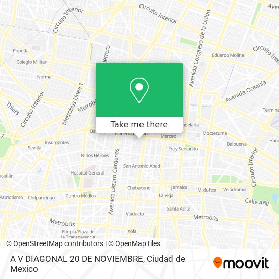 A V  DIAGONAL 20 DE NOVIEMBRE map