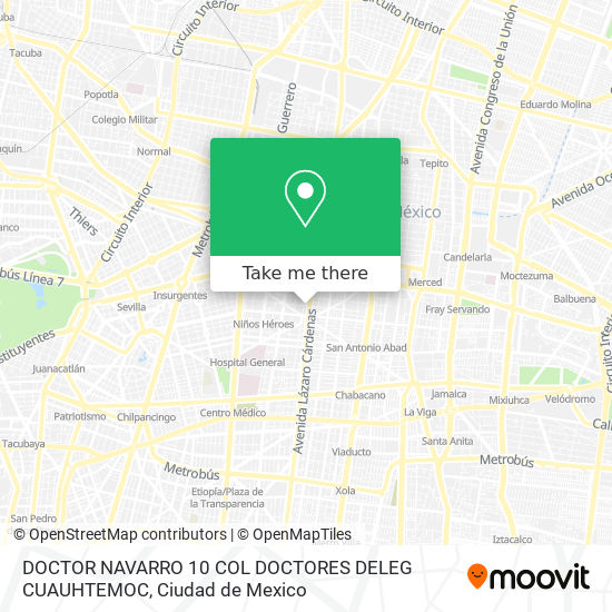 DOCTOR NAVARRO 10  COL DOCTORES  DELEG  CUAUHTEMOC map