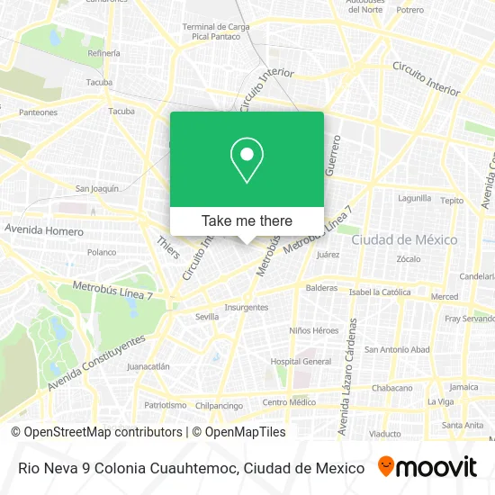 Rio Neva 9  Colonia Cuauhtemoc map