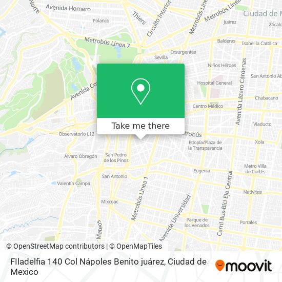 Mapa de FIladelfia 140  Col  Nápoles  Benito juárez