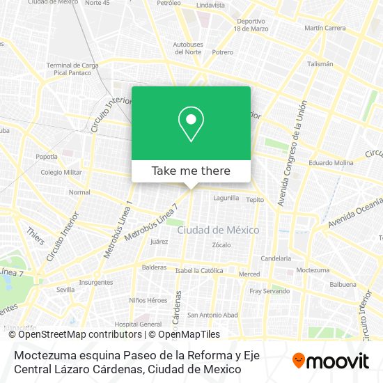 Moctezuma esquina Paseo de la Reforma y Eje Central Lázaro Cárdenas map