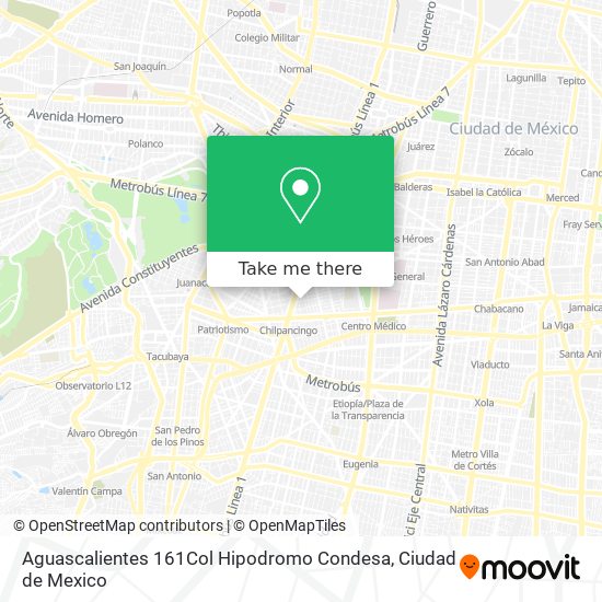 Aguascalientes 161Col Hipodromo Condesa map