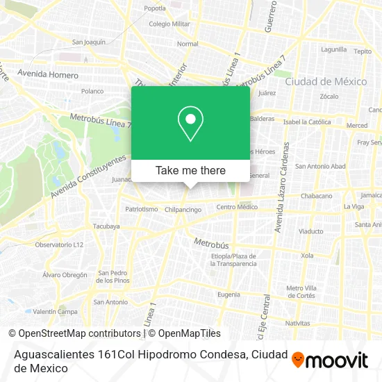 Aguascalientes 161Col Hipodromo Condesa map