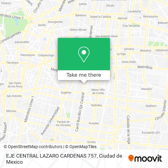 Mapa de EJE CENTRAL LAZARO CARDENAS 757