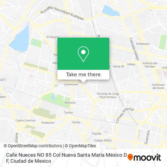 Mapa de Calle Nueces NO  85 Col  Nueva Santa María México  D  F