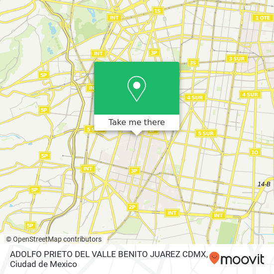 Mapa de ADOLFO PRIETO  DEL VALLE  BENITO JUAREZ CDMX