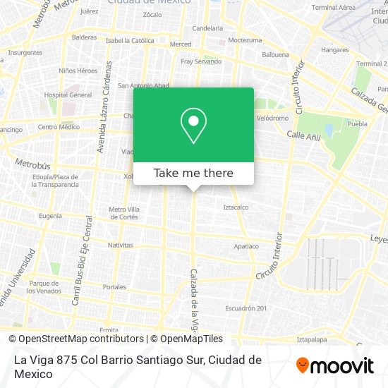 Mapa de La Viga 875 Col  Barrio Santiago Sur