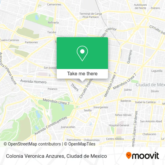 Colonia Veronica Anzures map