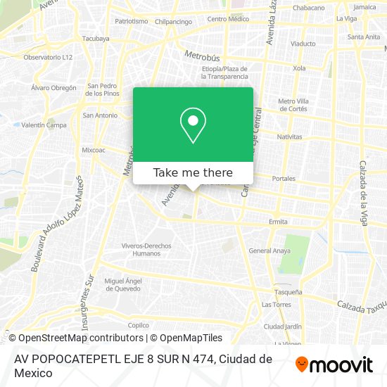 AV POPOCATEPETL EJE 8 SUR N 474 map