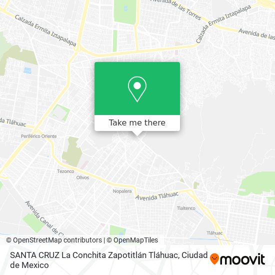 SANTA CRUZ  La Conchita Zapotitlán  Tláhuac map