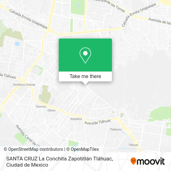 Mapa de SANTA CRUZ  La Conchita Zapotitlán  Tláhuac