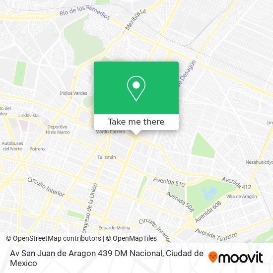 Av  San Juan de Aragon 439  DM Nacional map