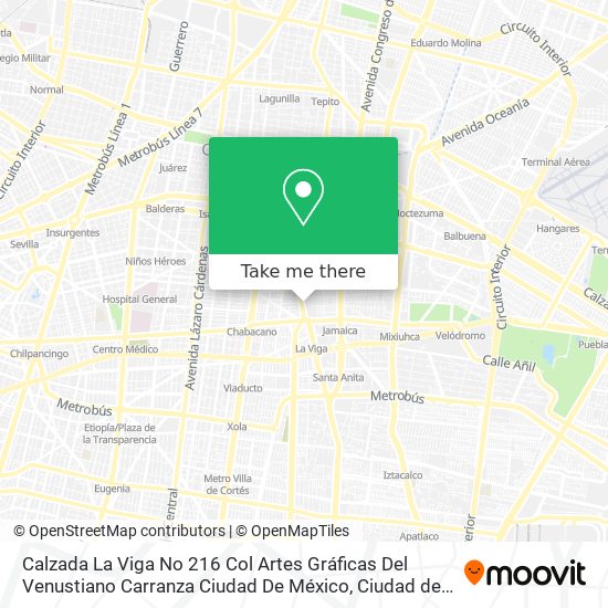 Mapa de Calzada La Viga No  216 Col  Artes Gráficas Del  Venustiano Carranza  Ciudad De México