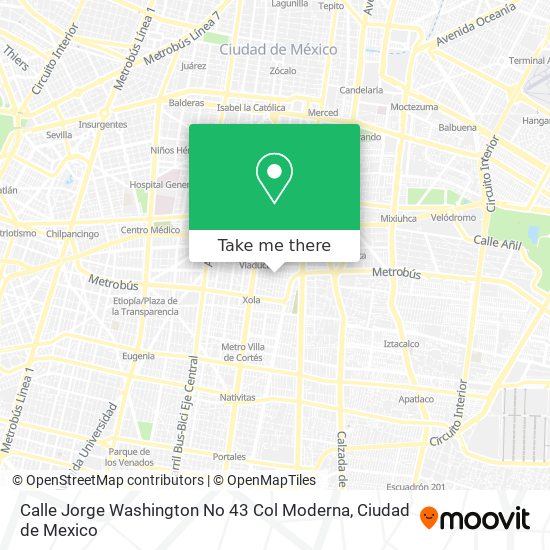 Calle Jorge Washington No  43 Col  Moderna map