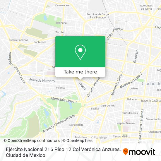 Ejército Nacional 216  Piso 12  Col  Verónica Anzures map