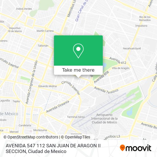 AVENIDA 547 112 SAN JUAN DE ARAGON II SECCION map