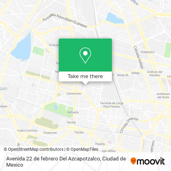 Mapa de Avenida 22 de  febrero Del  Azcapotzalco