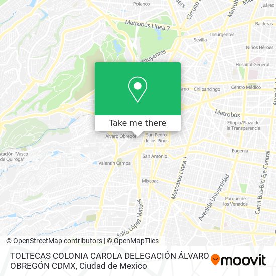 TOLTECAS  COLONIA CAROLA  DELEGACIÓN ÁLVARO OBREGÓN  CDMX map