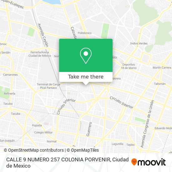 CALLE 9 NUMERO 257 COLONIA PORVENIR map