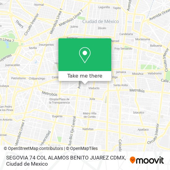 SEGOVIA 74  COL  ALAMOS  BENITO JUAREZ CDMX map