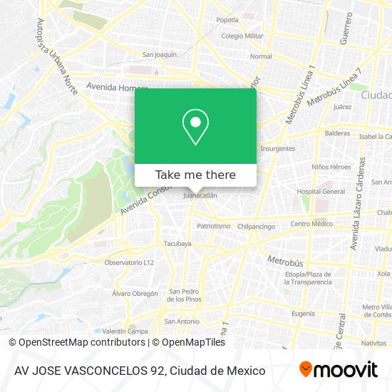 AV  JOSE VASCONCELOS 92 map