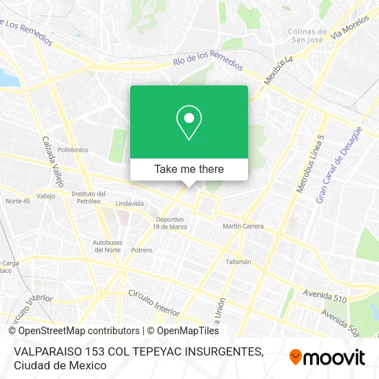 Mapa de VALPARAISO  153 COL  TEPEYAC INSURGENTES