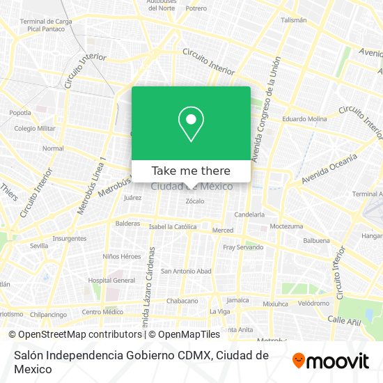 Salón Independencia Gobierno CDMX map