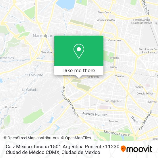 Calz México Tacuba 1501  Argentina Poniente  11230 Ciudad de México  CDMX map