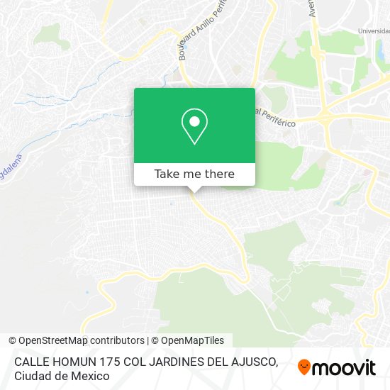 Mapa de CALLE HOMUN  175 COL JARDINES DEL AJUSCO