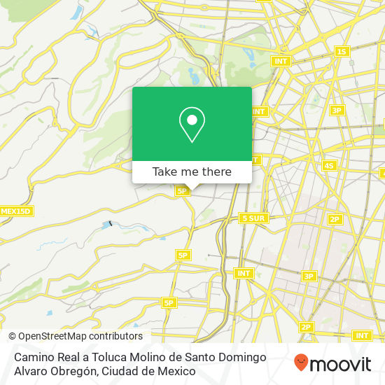 Camino Real a Toluca  Molino de Santo Domingo  Alvaro Obregón map