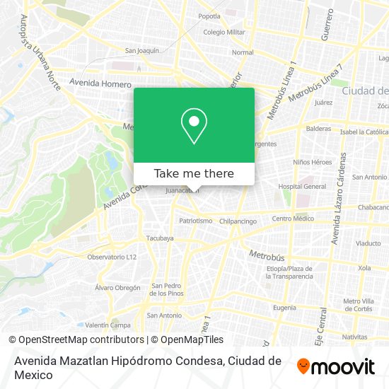 Avenida Mazatlan  Hipódromo Condesa map