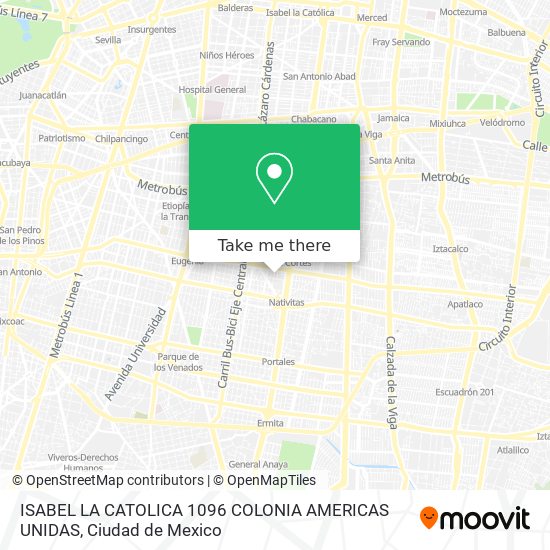 ISABEL LA CATOLICA 1096 COLONIA AMERICAS UNIDAS map