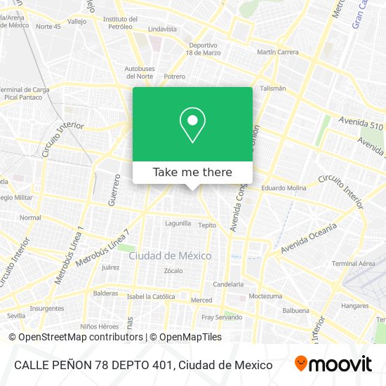 CALLE PEÑON   78  DEPTO  401 map