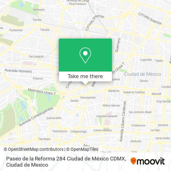 Paseo de la Reforma 284 Ciudad de México  CDMX map